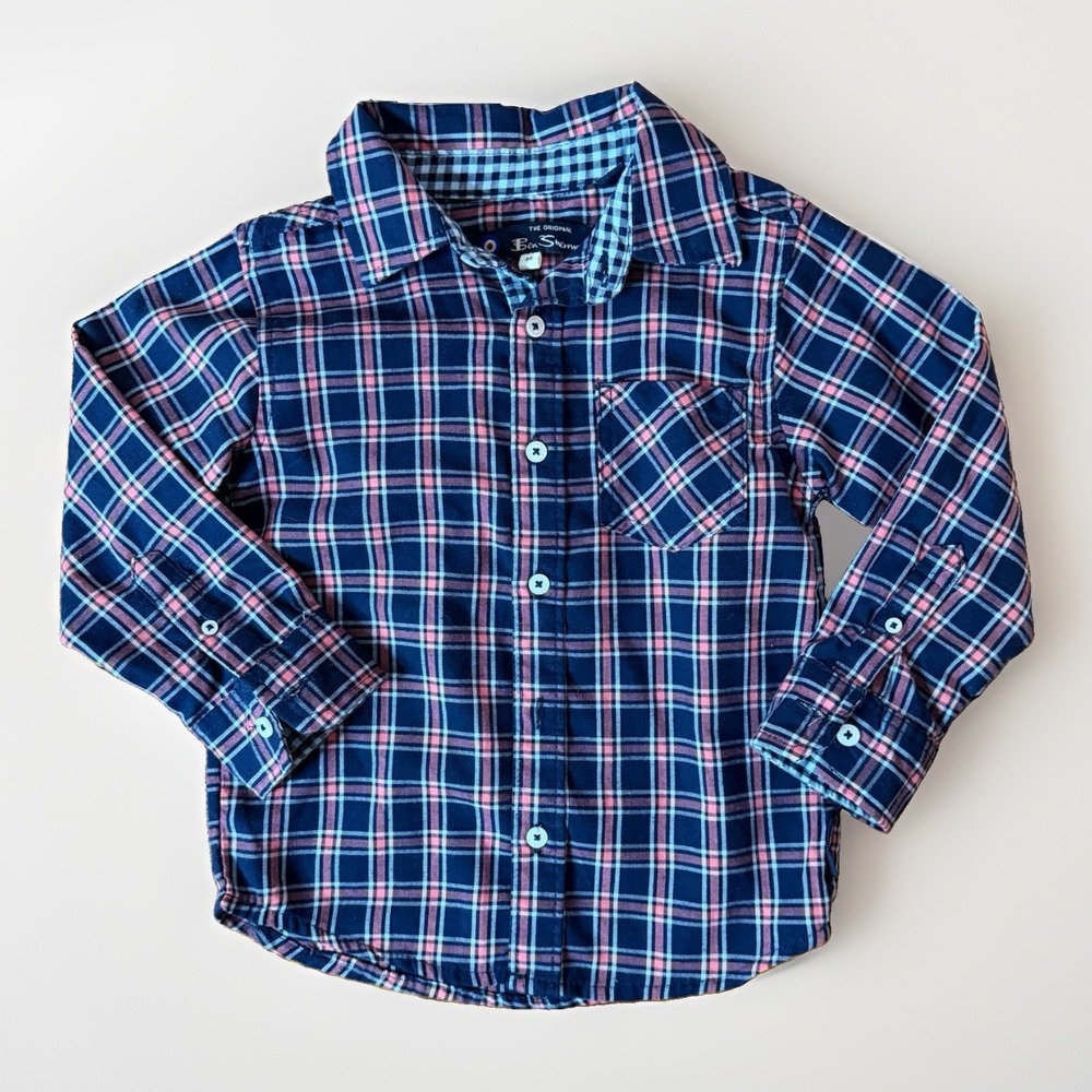 Ben Sherman, toddler boy's long-sleeve plaid button-down shirt, 3T